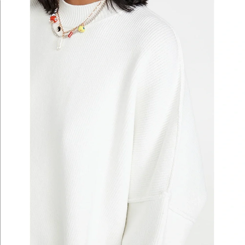 Free People Cozy Oversized Crewneck Sweater in White